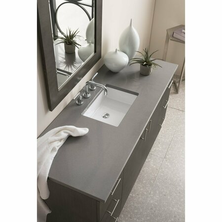 James Martin Vanities Metropolitan 60in Single Vanity, Silver Oak w/ 3 CM Grey Expo Quartz Top 850-V60S-SOK-3GEX